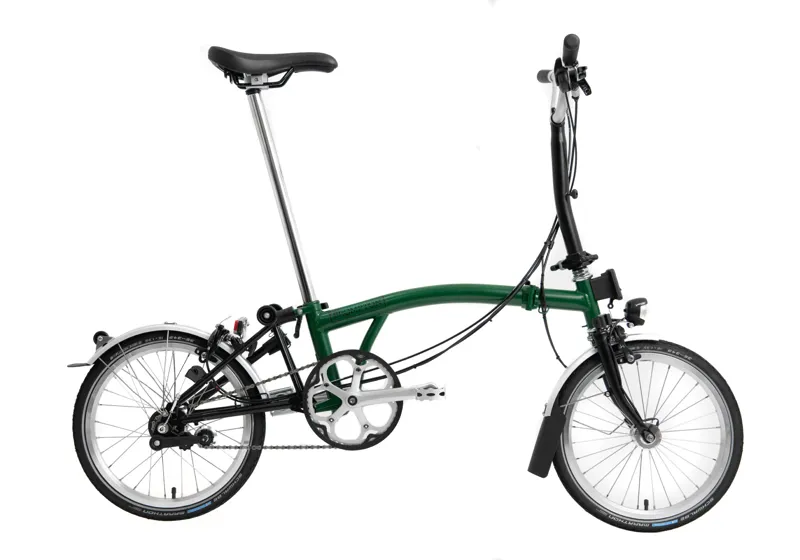 Brompton C-Line 3 speed folding bike Mid Bar in green-1